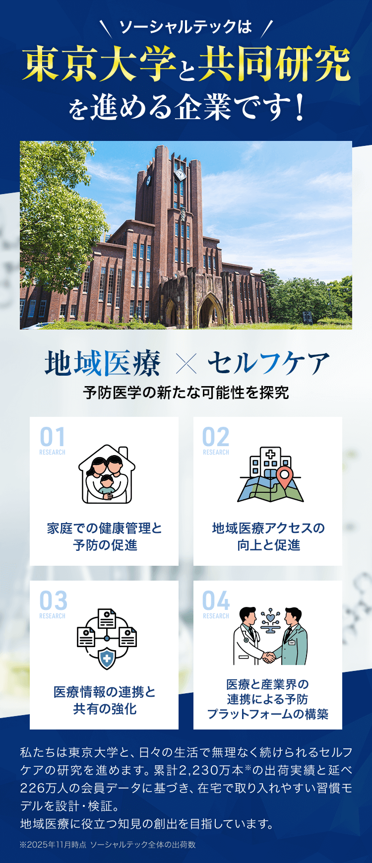 私たちは地域医療の発展のために東京大学と共同研究を開始しました!