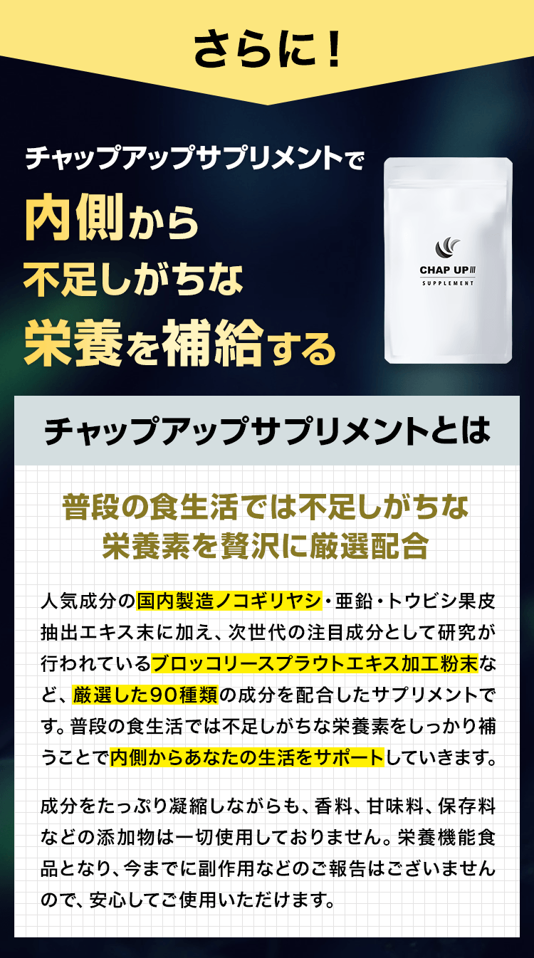 チャップアップサプリメントで内側から栄養バランスを補給する